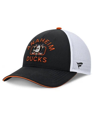 Fanatics Men's Black/White Anaheim Ducks Authentic Pro Rink Trucker Hat