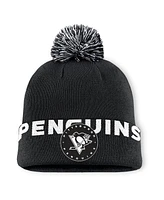 Fanatics Men's Black Pittsburgh Penguins Fundamental High Stick Cuffed Knit Hat with Pom