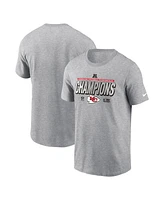 Nike Men's Heather Gray Kansas City Chiefs 2024 Afc Champions Locker Room Trophy Collection Tall T-Shirt