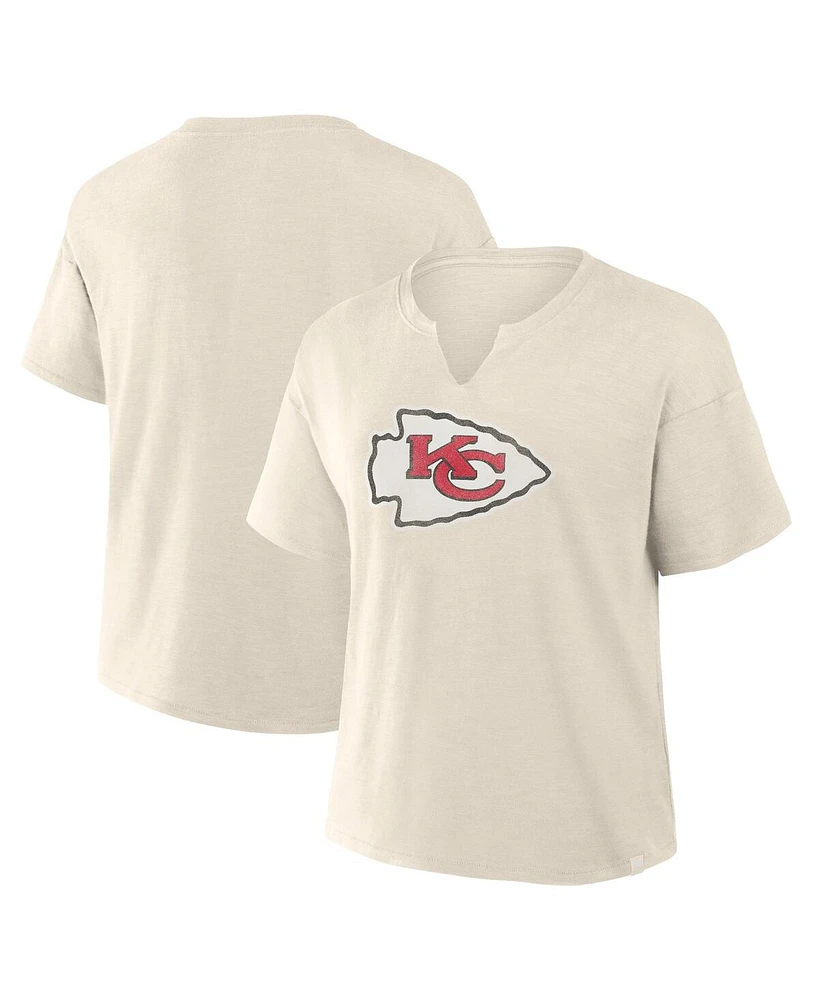 Fanatics Women's Cream Kansas City Chiefs Slub V-Neck T-Shirt