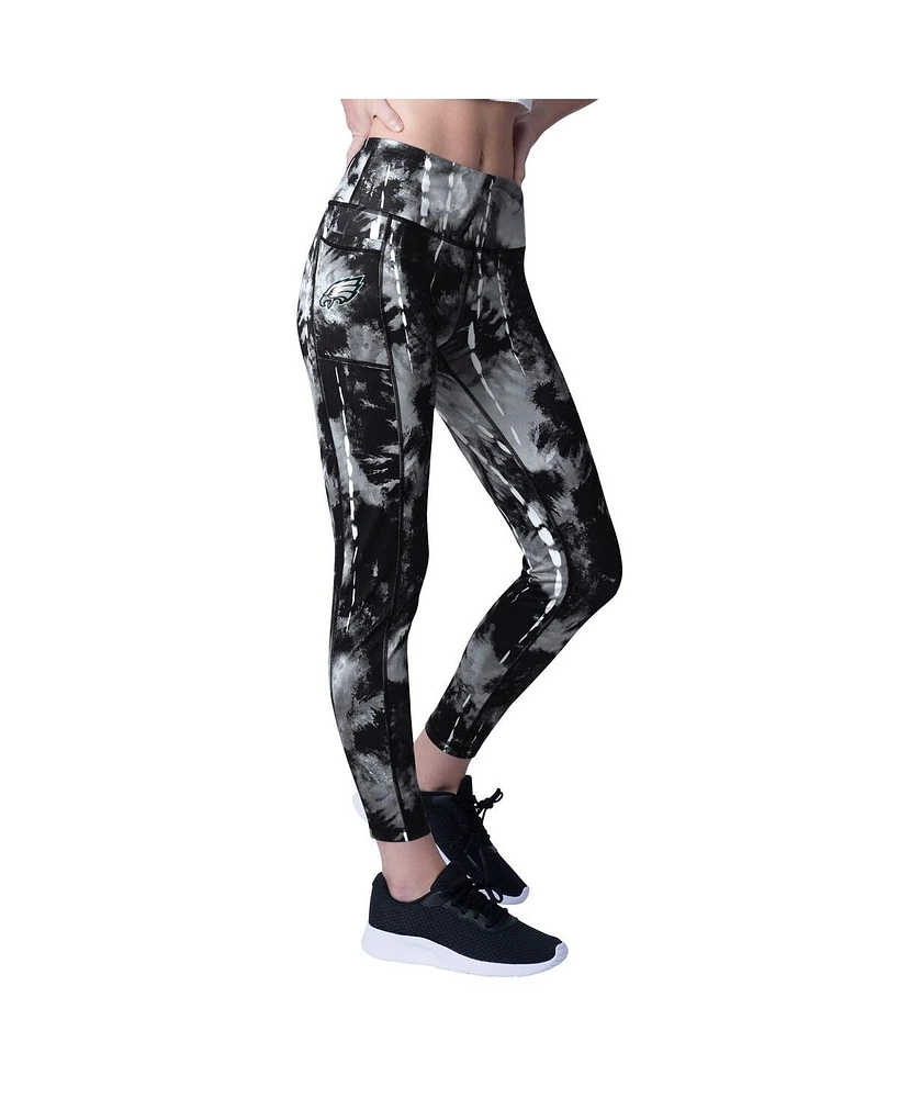 Msx by Michael Strahan Women's Black Philadelphia Eagles Serena Tie-Dye Leggings