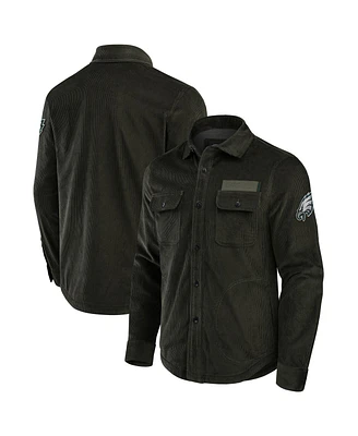 Darius Rucker Collection by Fanatics Men's Dark Green Philadelphia Eagles Corduroy Full-Button Shacket