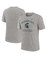 Nike Men's Heather Gray Michigan State Spartans Arch Over Logo Tri-Blend T-Shirt