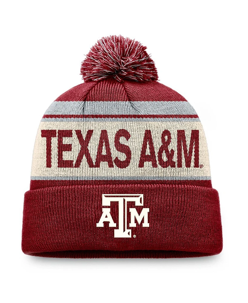 Top of the World Men's Maroon Texas A & M Aggies Prime Cuffed with Pom Knit Hat