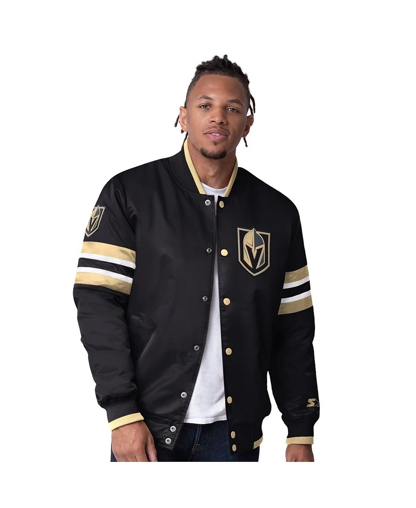 Starter Men's Black Vegas Golden Knights Scout I Full-Snap Varsity Jacket