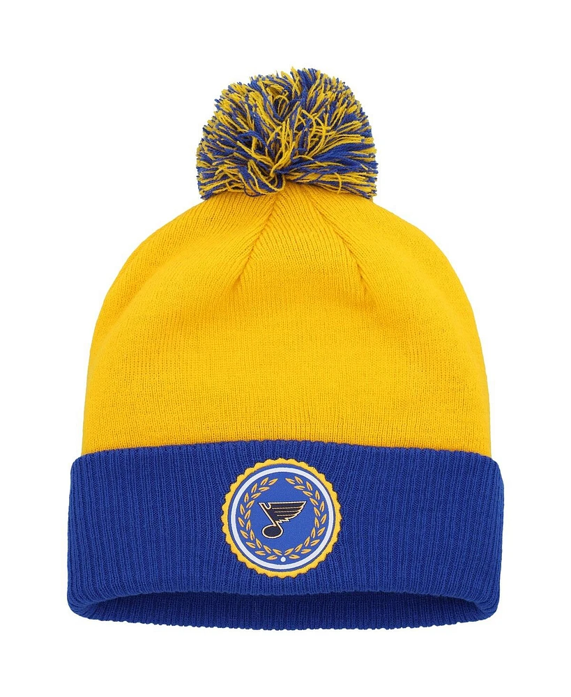 Adidas Women's Gold St. Louis Blues Laurel Cuffed with Pom Knit Hat