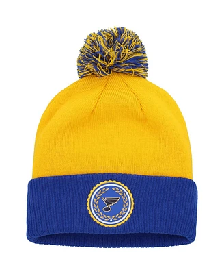 Adidas Women's Gold St. Louis Blues Laurel Cuffed Knit Hat with Pom