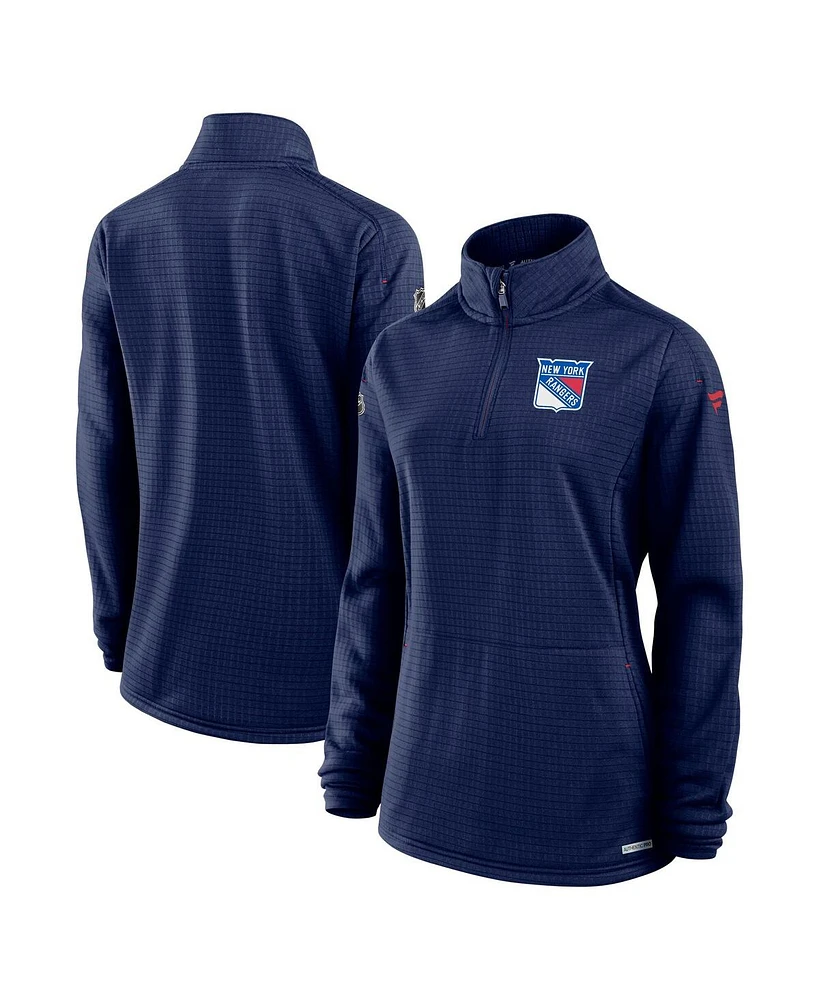 Fanatics Women's Navy New York Rangers Authentic Pro Rink Lightweight Quarter-Zip Pullover Top