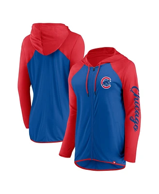 Fanatics Women's Royal/Red Chicago Cubs Script Sleeve Full-Zip Hoodie