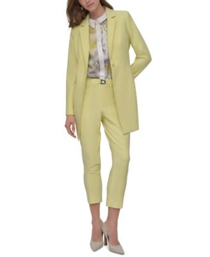 Dkny Petite One Button Blazer Pleated Straight Leg Pants