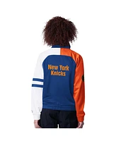 Starter Women's Blue New York Knicks Line Up Dolman Raglan Full-Zip Track Jacket