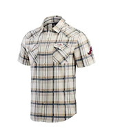 Fanatics Men's Cream Atlanta Braves Plaid Full-Snap Shirt