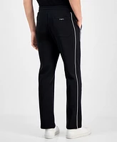 Karl Lagerfeld Paris Men's Straight-Fit Contrast Piping Fleece Scuba Track Pants
