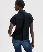 I.n.c. International Concepts Women's Short-Sleeve Printed Pocket Blouse, Exclusively at Macy's