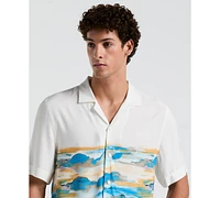 Original Penguin Men's Slim-fit Hibiscus Scene Print Short-Sleeve Button-Down Shirt