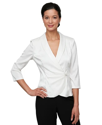 Alex Evenings Women's Structured Shawl-Collar Blouse