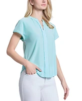 Jones New York Petite V-Neck Trimmed Top