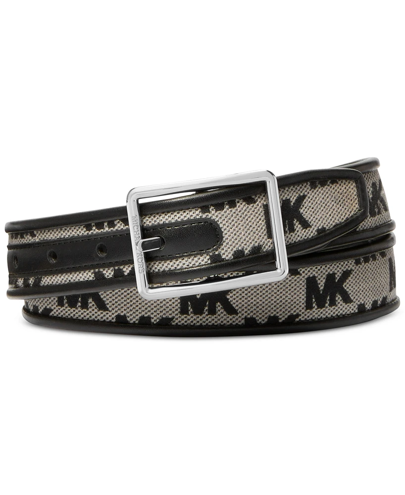 Michael Kors Men's Leather Reversible Mk Logo Swivel Belt