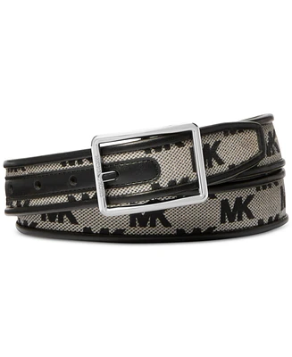 Michael Kors Men's Leather Reversible Mk Logo Swivel Belt