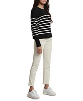 Three Dots Women's Abigail Striped Crewneck Sweater