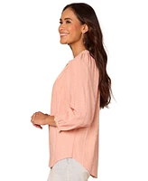 Democracy Petite 3/4-Sleeve V-Neck Blouse