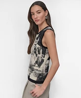 Dkny Women's Boucle Printed Tank Top