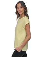 Dkny Sport Women's V-Inset Roll-Sleeve T-Shirt