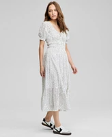 And Now This Women's Cotton Dot-Print Smocked-Waist Dress, Exclusively at Macy's
