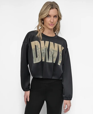 Dkny Women's Soft Hand Scuba Soho Logo Top