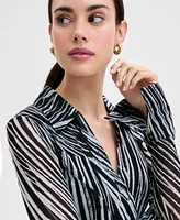 I.n.c. International Concepts Women's Printed Johnny-Collar Top, Exclusively at Macy's