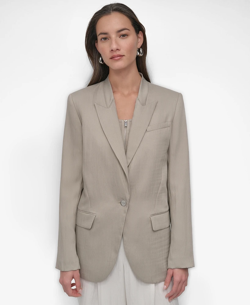 Dkny Women's Peak-Lapel Stand-Collar One-Button Jacket