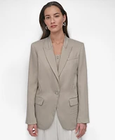 Dkny Women's Peak-Lapel Stand-Collar One-Button Jacket