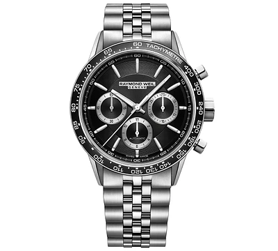 Raymond Weil Men's Swiss Automatic Chronograph Freelancer Stainless Steel Bracelet Watch 44mm