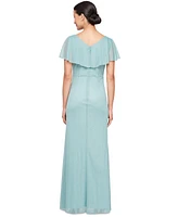 Sl Fashions Petite Ruffled Flutter-Sleeve Gown