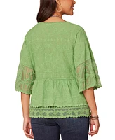Democracy Petite Lace Double Bell Flounce Top