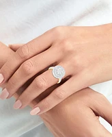 Forever Grown Diamonds Lab-Grown Diamond Halo Cluster Ring (2 ct. t.w.) Sterling Silver or 14K Gold-Plated