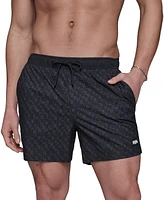 Karl Lagerfeld Paris Men's Regular-Fit Quick-Dry 5" Swim Trunks with Boxer Brief Liner
