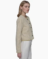 Karl Lagerfeld Paris Women's Tweed Collarless Jacket