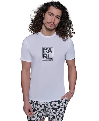 Karl Lagerfeld Paris Men's Regular-Fit Logo Graphic Rash Guard