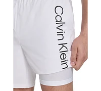 Calvin Klein Men's Regular-Fit Quick-Dry 5" Swim Trunks with Compression Short Liner