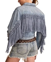 Lucky Brand Women's Festival Fringe Denim Jacket