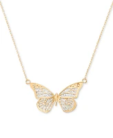 Two-Tone Butterfly Pendant Necklace in 10k Gold, 18"