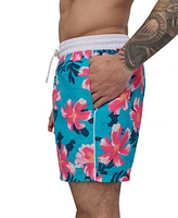 Dkny Men's Modern Euro Floral Print Performance 5" Volley Shorts