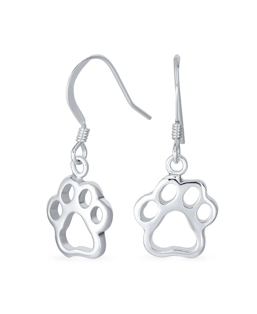 Bling Jewelry Best Friend Pet Lover Dangle Earrings with Dog Paw Print Sterling Silver Hooks