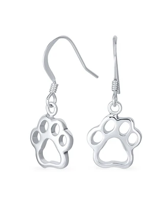 Bling Jewelry Best Friend Pet Lover Dangle Earrings with Dog Paw Print Sterling Silver Hooks