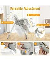 Multifunctional Folding Baby High Chair with Rolling Wheels and Adjustable Height