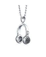 Bling Jewelry Hip Hop Dj Headphones Pendant Necklace Stainless Steel