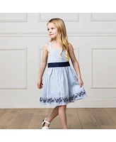 Hope & Henry Heirloom Girls' Organic Sleeveless Special Occasion Sundress with Bow Back Detail and Embroidery, Toddler