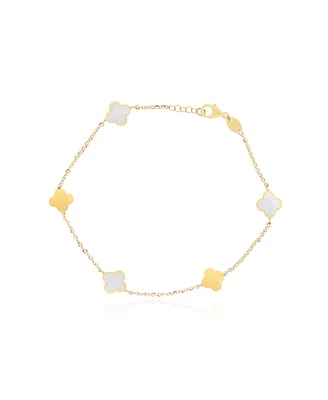 The Lovery Mini Mother of Pearl Clover Bracelet 14K Gold