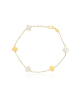 The Lovery Mini Mother of Pearl Clover Bracelet 14K Gold